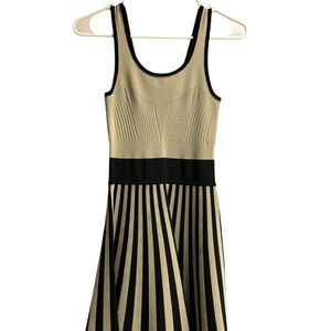 Guess Black and Tan Striped Midi Dress